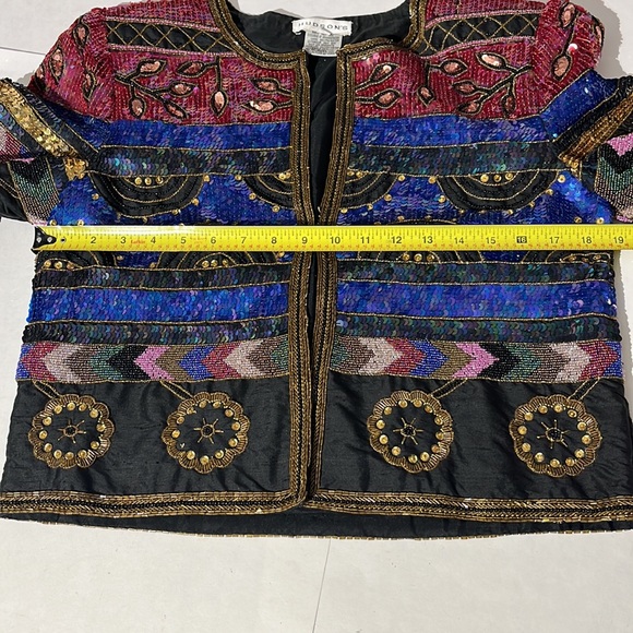 Hudson's Marshall Field's VINTAGE Silk hand sewn beaded sequin blazer medium - Picture 10 of 15